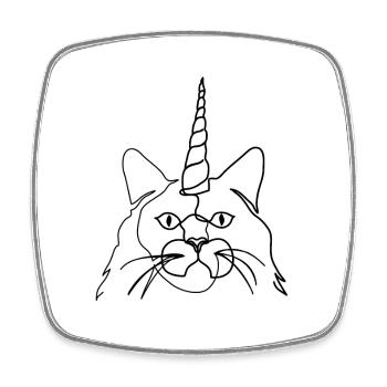 Chat de la licorne - Magnet carré - blanc - Devant