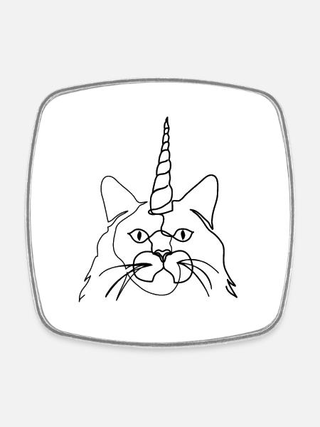 Unicorn cat - Square fridge magnet - white