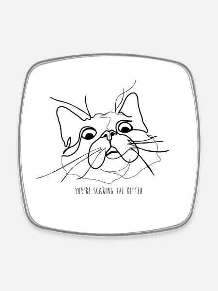 anxious cat memes - Square fridge magnet - white