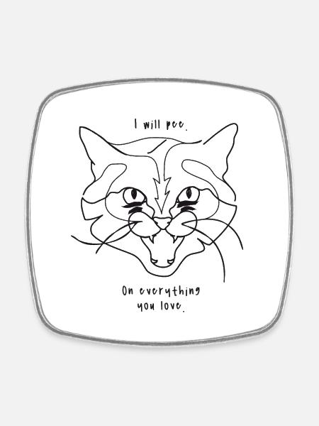 Cats Meme - Pee - Square fridge magnet - white