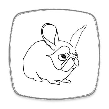 Hare or pug - Square fridge magnet - white - Front