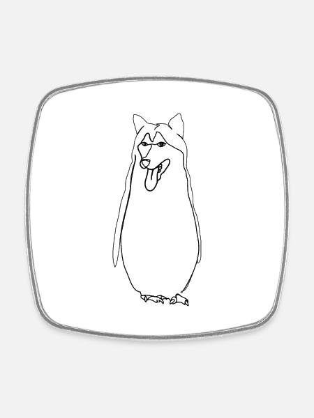 Husky penguin - Square fridge magnet - white