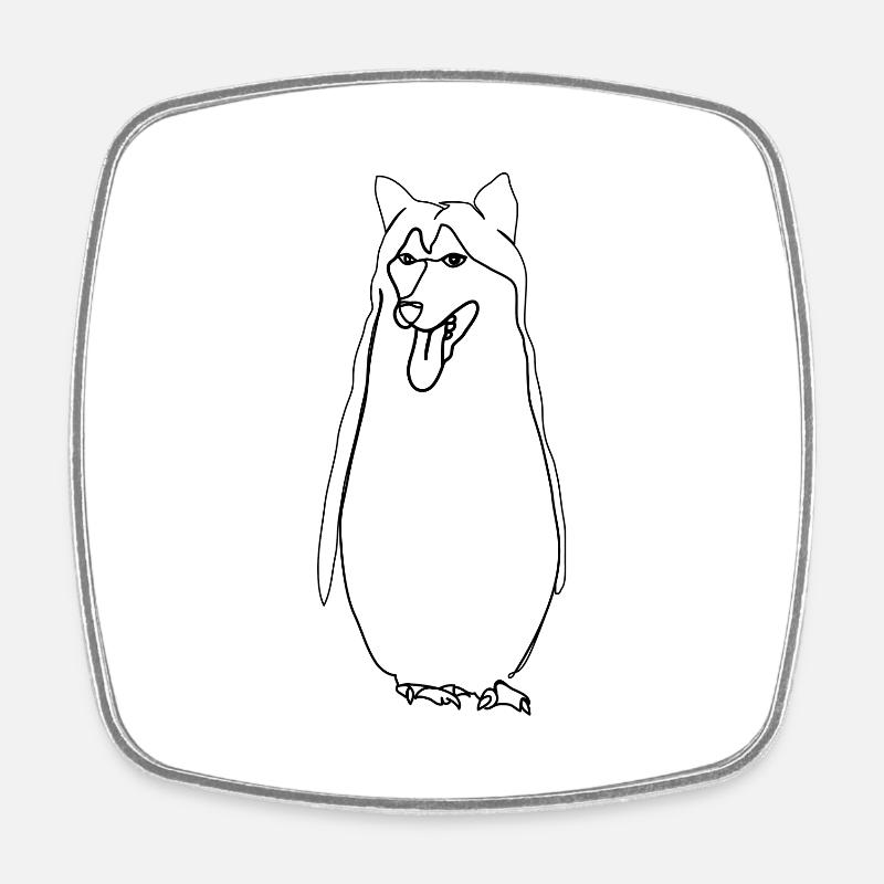 Pingouin Husky - Magnet carré - blanc
