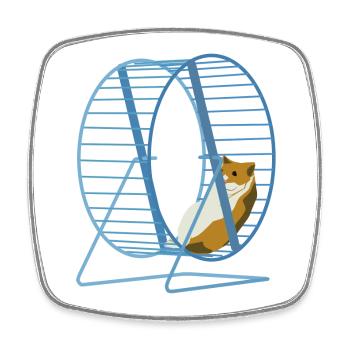 Hamster im Fitnessrad - Fröhliche Runde - Viereckiger Kühlschrankmagnet - Weiß - Vorne
