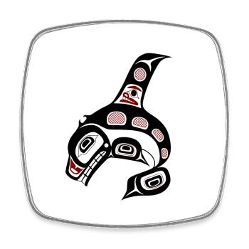 Northwest Pacific coast Haida art Killer whale - Square fridge magnet - white - Front