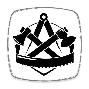 Zimmerer-Logo, Zunftzeichen - Viereckiger Kühlschrankmagnet - Weiß - Vorne