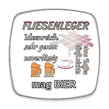 Tiler bière et café - Magnet carré - blanc - Devant