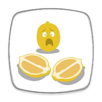 Sorgenlemon caractère citron - Magnet carré - blanc - Devant