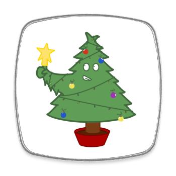 Smiling Christmas tree with lights - Square fridge magnet - white - Front