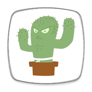 Angry Cactus Fighter - Square fridge magnet - white - Front