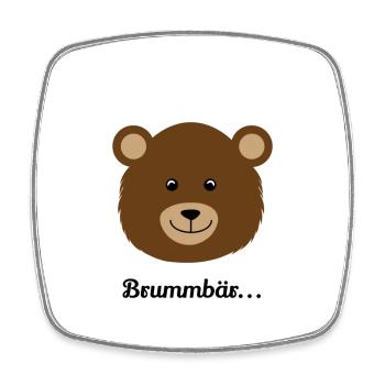 Brown Bear Head Cartoon - Square fridge magnet - white - Front
