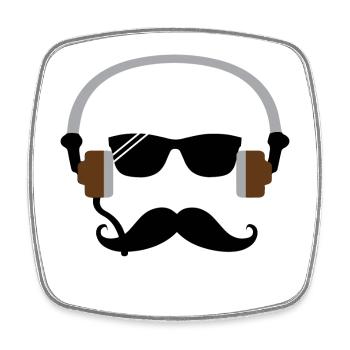 Casque Minimaliste avec barbe - Magnet carré - blanc - Devant