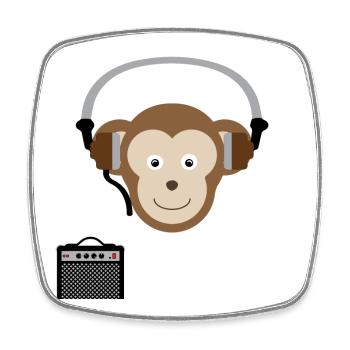 Monkey with headphones music - Square fridge magnet - white - Front