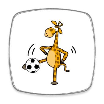 Giraffe Kick Fußball Cartoon - Viereckiger Kühlschrankmagnet - Weiß - Vorne