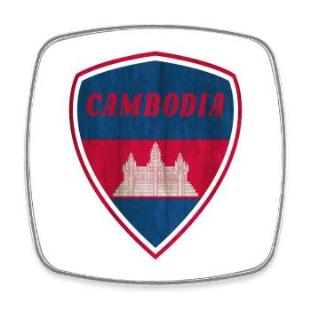 Cambodge Armoiries vintage retro / cadeau drapeau - Magnet carré - blanc - Devant