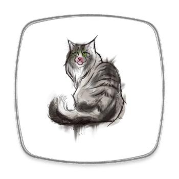 Norwegische Waldkatze - Viereckiger Kühlschrankmagnet - Weiß - Vorne