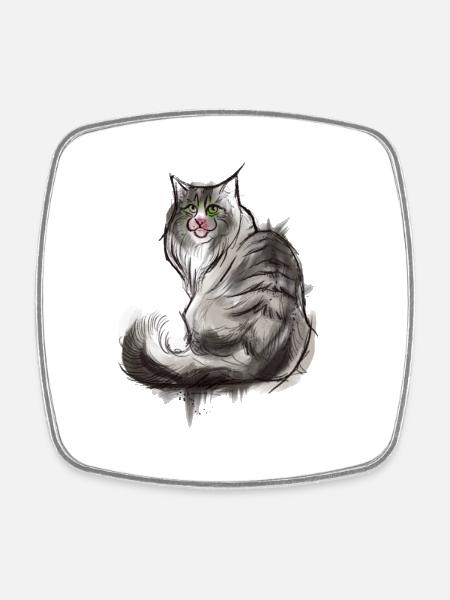 Norwegian Forest Cat - Square fridge magnet - white