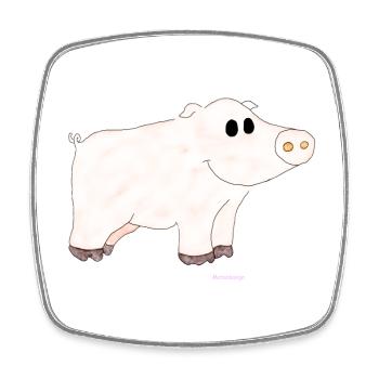Schwein / Pig - Viereckiger Kühlschrankmagnet - Weiß - Vorne