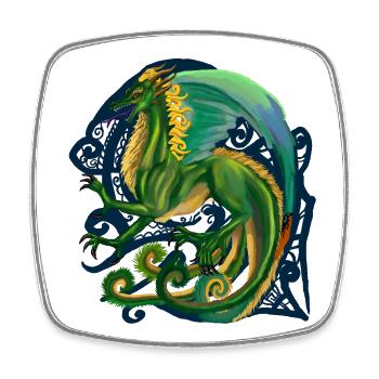 dragon - Square fridge magnet - white - Front