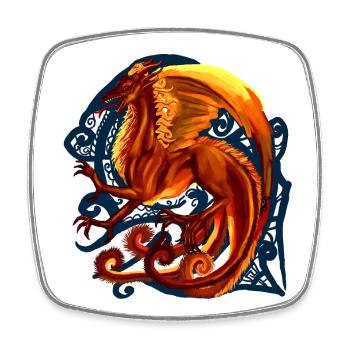 roter Drache - Viereckiger Kühlschrankmagnet - Weiß - Vorne