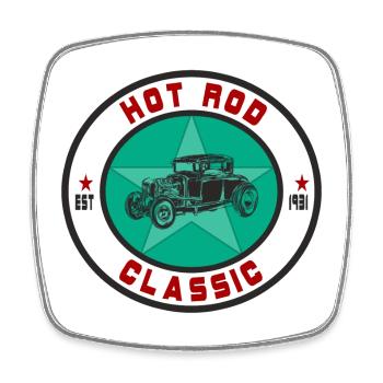 Hot Rod Classic Oldtimer Auto Car US Car Geschenk - Viereckiger Kühlschrankmagnet - Weiß - Vorne