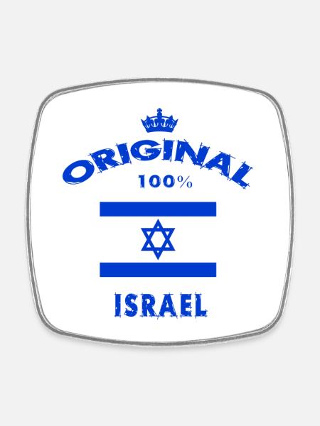 Israel Original 100% Flag Jerusalem Gift - Square fridge magnet - white