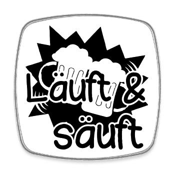Läuft - Säuft Bier lustig Spruch - Viereckiger Kühlschrankmagnet - Weiß - Vorne