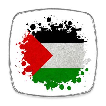 Palästina Klecks Flagge Geschenk - Viereckiger Kühlschrankmagnet - Weiß - Vorne