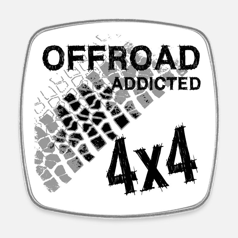 Defender Land-Rover OFF Road black - Square fridge magnet - white