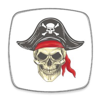 Piratenkopf Piratenschädel mit Hut Bandana - Viereckiger Kühlschrankmagnet - Weiß - Vorne