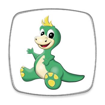 sitzender süßer Dino - Viereckiger Kühlschrankmagnet - Weiß - Vorne