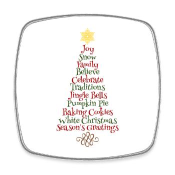 Christmas tree words English gift star Xmas - Square fridge magnet - white - Front