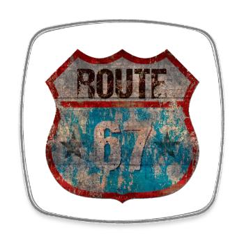 Rustic Route 67 Shield Design - Square fridge magnet - white - Front