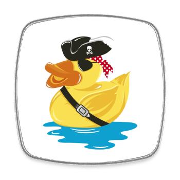 Piraten Gummiente mit einem Piraten Hut - Viereckiger Kühlschrankmagnet - Weiß - Vorne