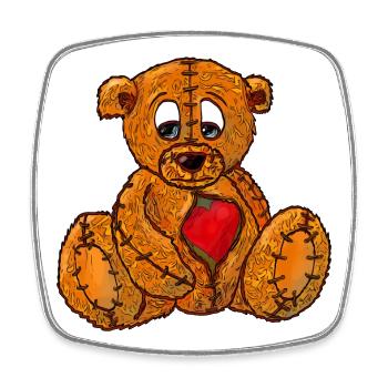 Teddybär mit gebrochenem Herz - Viereckiger Kühlschrankmagnet - Weiß - Vorne