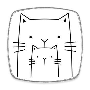 2 cats - drawing gift for cat owners - Square fridge magnet - white - Front