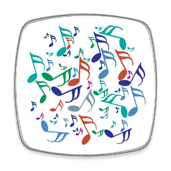 Notes de musique colorées - Magnet carré - blanc - Devant