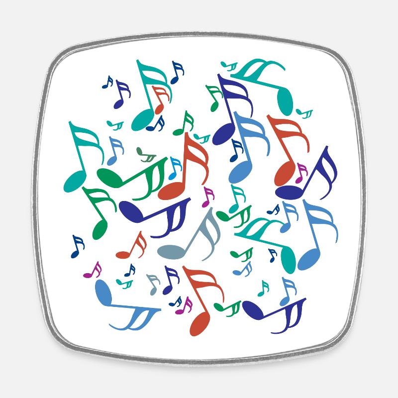 Notes de musique colorées - Magnet carré - blanc