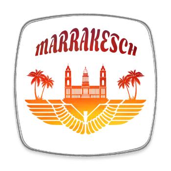 Marrakesch Palast mit Palmen / Geschenk Nordafrika - Viereckiger Kühlschrankmagnet - Weiß - Vorne