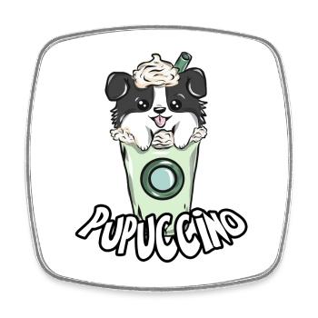 Hund Kaffe Cappuccino - Viereckiger Kühlschrankmagnet - Weiß - Vorne