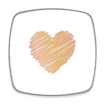 Cœur minimaliste en or rose dans le style croquis - Magnet carré - blanc - Devant