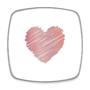 Look Pink Heart Doodle – Motif romantique - Magnet carré - blanc - Devant