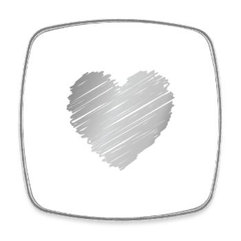 Silbernes Kritzelherz – Romantik Minimal Style - Viereckiger Kühlschrankmagnet - Weiß - Vorne