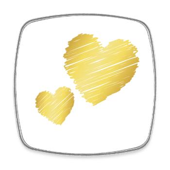 Cœurs en or minimalistes - cadeau d’amour - Magnet carré - blanc - Devant