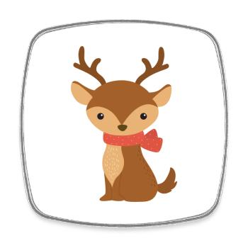 Un renne mignon avec écharpe – Décor de Noël - Magnet carré - blanc - Devant