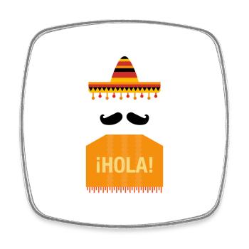 ¡Hola ! Sombrero & Moustache Fiesta - Magnet carré - blanc - Devant