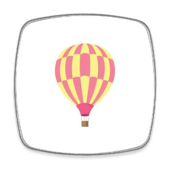 Montgolfière rose jaune – Clipart mignonne - Magnet carré - blanc - Devant
