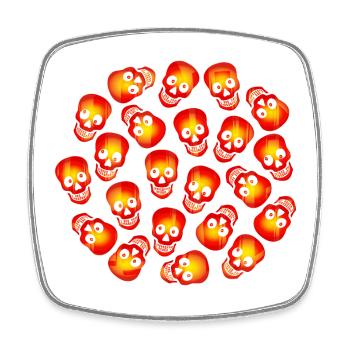 Verrückte Totenköpfe / Crazy Halloween Skulls - Viereckiger Kühlschrankmagnet - Weiß - Vorne