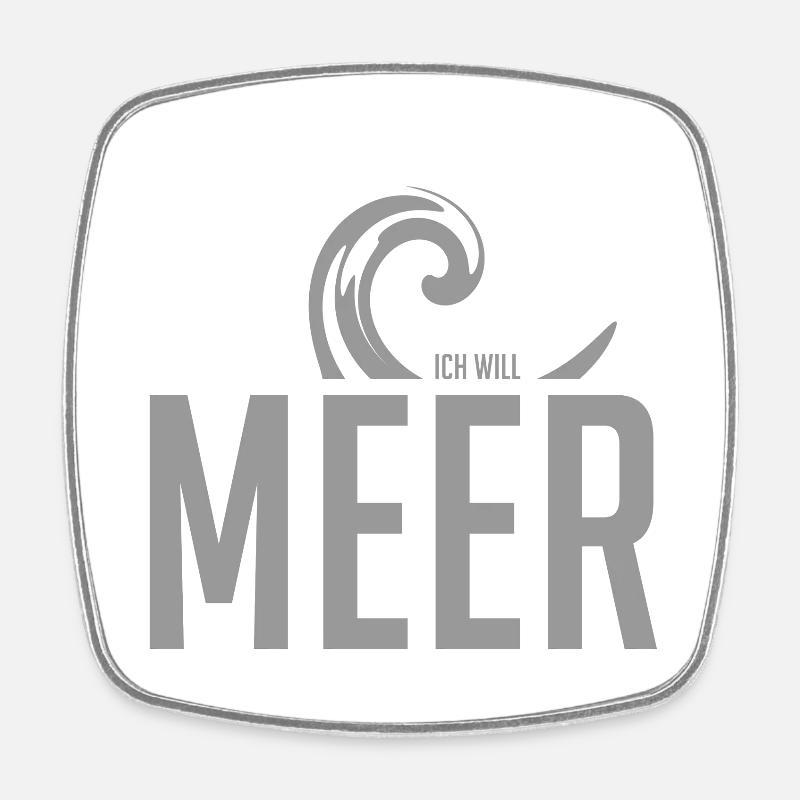 Motif de vague avec message de la mer - Magnet carré - blanc