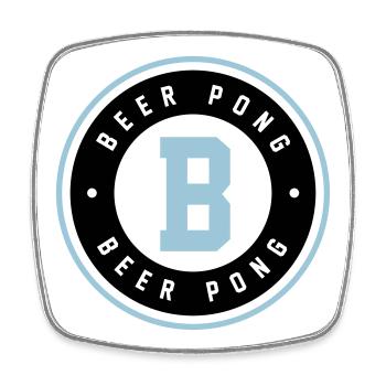 Beer Pong Badge Blue Logo - Square fridge magnet - white - Front